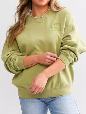 Billabong Olive Green Crewneck Oversized Pullover
